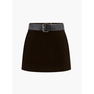 Commense Crocodile Belted Velvet Mini Skirt M